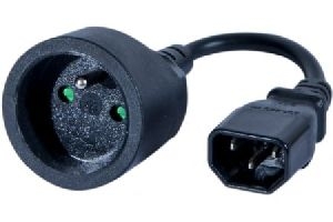 Exertis Connect 809071 Netzspannungsadapter Kaltgerätestecker C14 auf französische Kupplung CEE7/5