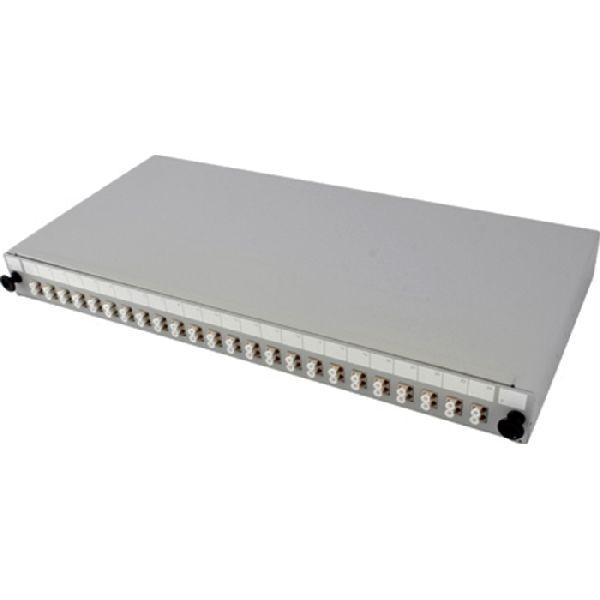 Tecline 90768 LWL Spleißbox, 24-fach LC-Duplex, inklusive LC Duplex-Kupplungen OM4, Multimode, 19", ausziehbar, hellgrau RAL 7035